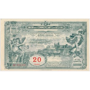 France, Beziers 20 Francs (1920) - ticket