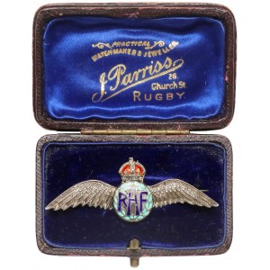 RAF Sweet Heart Badge - piękne wykonanie - srebro i emlia