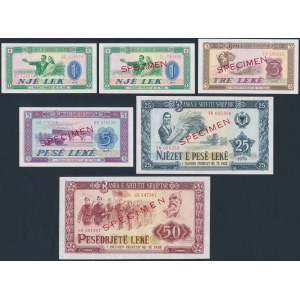 Albania, 1 - 50 Leke 1976 SPECIMEN - set of 6 pcs.