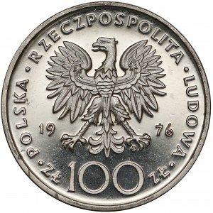 Próba NIKIEL 100 złotych 1976 Pułaski (na wprost)