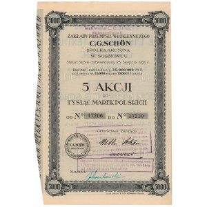 Zakłady Przemysłu Włókienniczego C.G. SCHON, 5x 1.000 mkp 1920