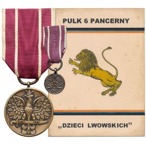 Medal Wojska za Wojnę 1939-1945 z Legitymacją 6 Pułku Pancernego i Miniaturką