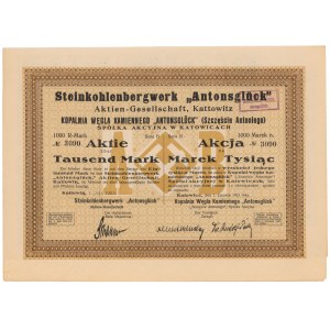Kopalnia Węgla Kamiennego ANTONSGLUCK (SZCZĘŚCIE ANTONIEGO), Ser.B, 1.000 mkp 1923