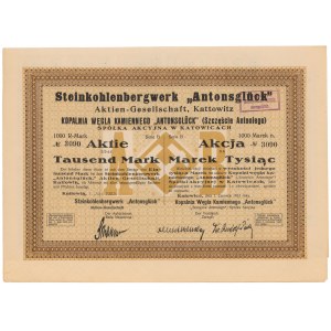 Kopalnia Węgla Kamiennego ANTONSGLUCK (SZCZĘŚCIE ANTONIEGO), Ser.B, 1.000 mkp 1923