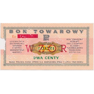 PEWEX 2 centy 1969 - WZÓR - zadrukowana numeracja bieżąca