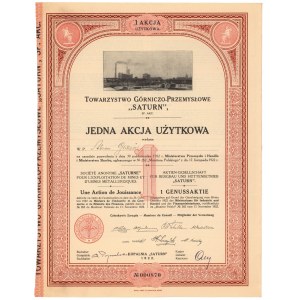 SATURN Tow. Akc. Górniczo-Przemysłowe, 1922 r. - akcja użytkowa