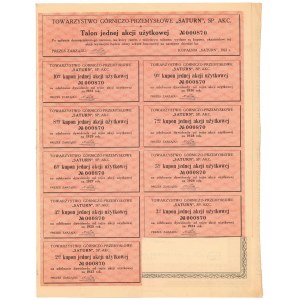 SATURN Tow. Akc. Górniczo-Przemysłowe, 1922 r. - akcja użytkowa