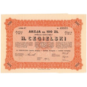 H. CEGIELSKI Tow. Akc., 100 zł 1929