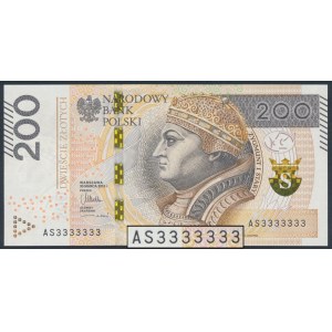 200 złotych 2015 - AS 3333333
