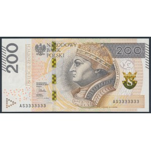 200 złotych 2015 - AS 3333333