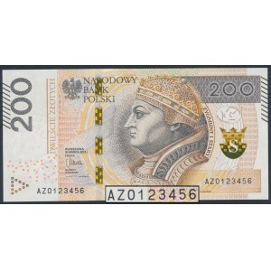 200 złotych 2015 - AZ 0123456