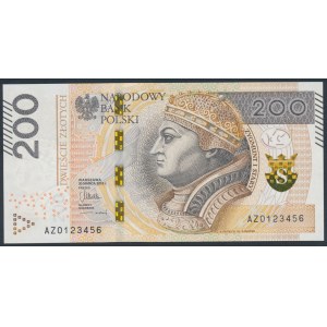 200 złotych 2015 - AZ 0123456