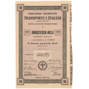 Warszawskie Tow. Transportu i Żeglugi, Em.7, 20x 250 mkp 1923