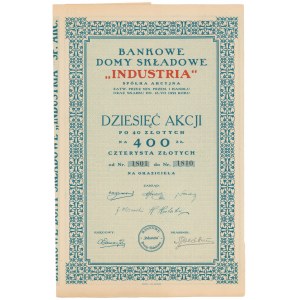 Bankowe Domy Składowe INDUSTRIA, 10x 40 zł 1927