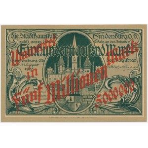 Hindenburg (Zabrze), 100.000 mk PRZEDRUK na 5 mln mk 1923 - bez numeru