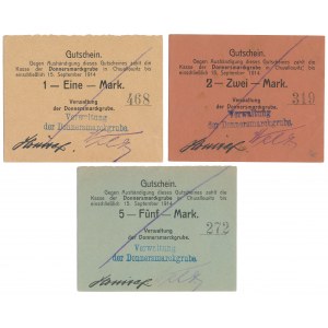 Chwallowitz (Chwałowice), Donnersmarckgrube, 1, 2 i 5 mk 1914 (3szt)