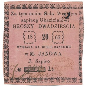 Janów, J. Szpiro, 20 groszy 1862