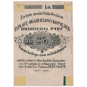 Kurów, Haim Tennenbaum, dzierżawca Dochodów Konsumpcji i Propinacji w Kurowie, Barawie i Rykach, 25 kopiejek 1863