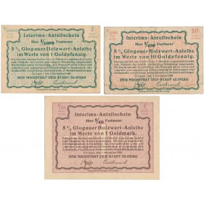 Glogau (Głogów), 1, 10 Goldpfennig i 1 Goldmark 1923 (3szt)