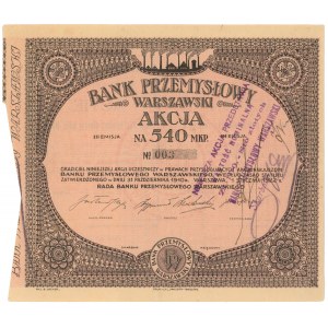 Bank Przemysłowy Warszawski, Em.3, 540 mkp 1922