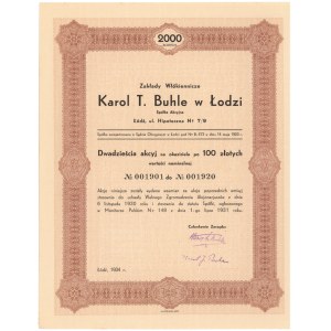 Zakłady Włókiennicze KAROL T. BUHLE w Łodzi, 20x 100 zł 1934