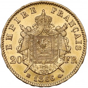 France, Napoleon III, 20 Francs 1866-BB, Strasbourg