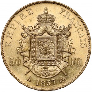 Francja, Napoleon III, 50 franków 1857-A, Paryż
