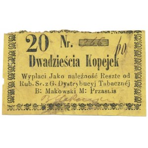 Przasnysz, Dystrybucja Tabaczna B. Makowski, 20 kopiejek (XIX w.)