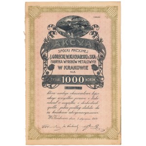 J. Gorecki, W. Kucharski i Ska Fabryka Wyrobów Metalowych, Em.2, 1.000 mkp 1921