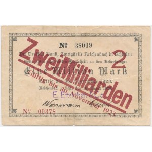 Reichenbach (Dzierżoniów), E. Erxleban & Co, 2 mld mk 1923 - emisja nienotowana