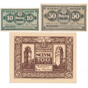 Neisse (Nysa), 10, 50 pfg 1919 i 700 mk 1923 (3szt)