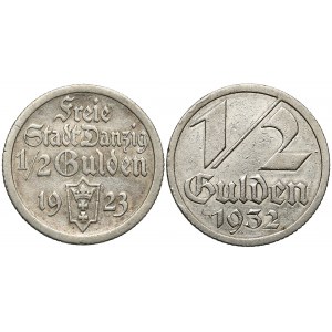 Gdańsk, 1/2 guldena 1923 i 1932 (2 szt)