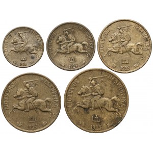 Litwa, 1 Centas - 50 Centu 1925 - zestaw (5szt)