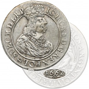 Jan II Kazimierz, Ort Gdańsk 1662 DL - lewek NIE w tarczy - rzadki