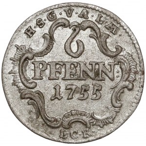 Niemcy, Saksonia-Gotha-Altenburg, Fryderyk III, 6 fenigów 1755