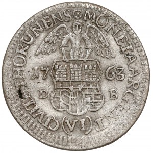 August III Sas, Szóstak Toruń 1763 DB - bardzo rzadki
