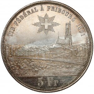 Switzerland, 5 Francs 1881 Shooting Festival Fribourg