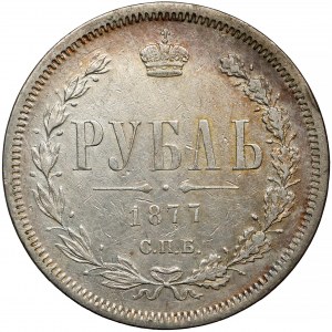 Rosja, Aleksander II, Rubel 1877 HI, Petersburg