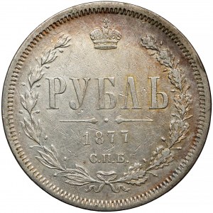 Rosja, Aleksander II, Rubel 1877 HI, Petersburg