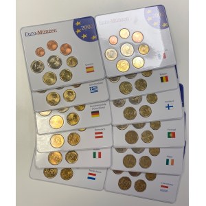 Komplet 12 zestawów rocznikowych monet Euro 2002