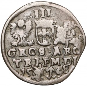 Zygmunt III Waza, Trojak Wilno 1598 - rurkowana kryza - rzadki