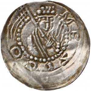 Mieszko III Stary (1173-1202), Brakteat łaciński - Książę z proporcem - RZADKOŚĆ