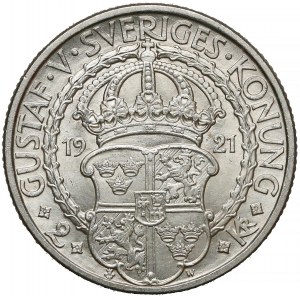 Sweden, Gustav V, 2 Kronor 1921