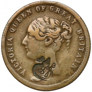 Great Britain, Victoria, Token with countermark (1849)