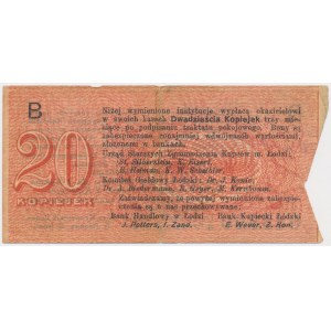 Łódź, Urząd Starszych Zg. Kupców, 20 kop. (1914) - wystawca stemplem - B