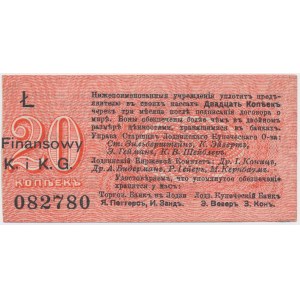 Łódź, Urząd Starszych Zg. Kupców, 20 kop. (1914) - wystawca drukiem - Ł