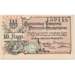 Częstochowa, Tow. Poż.-Oszczędnościowe, 10 kopiejek 1914