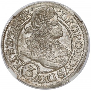 Śląsk, Leopold I, 3 krajcary 1670 SHS, Wrocław - piękne