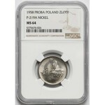 Próba NIKIEL 1 złoty 1958 - liście dębu