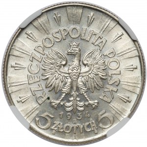 Piłsudski 5 złotych 1934 - urzędowy - PIĘKNY